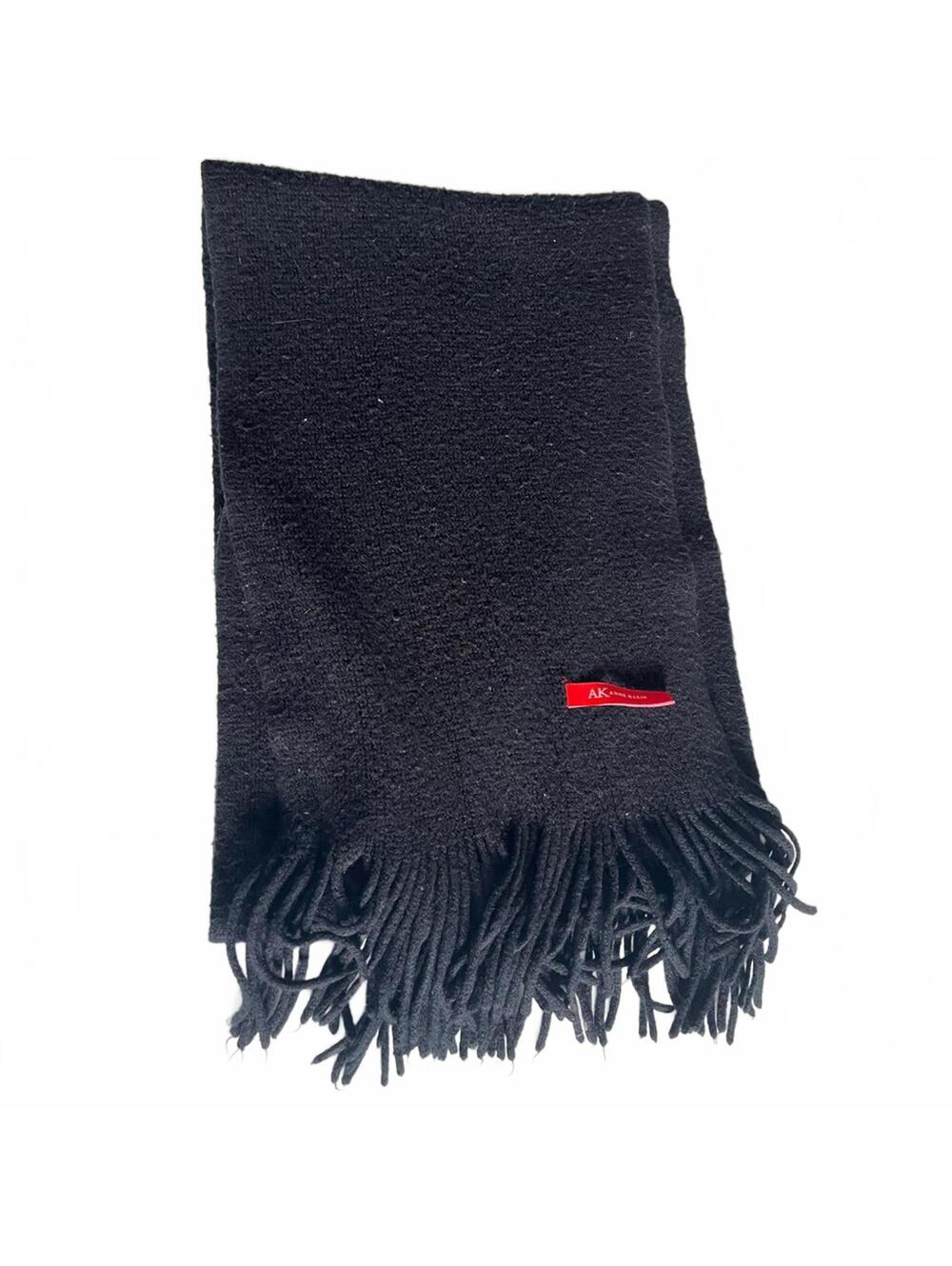 AK Anne Klein Black Fringe Scarf Classic Minimalist